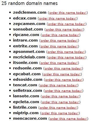 If the domain name generator