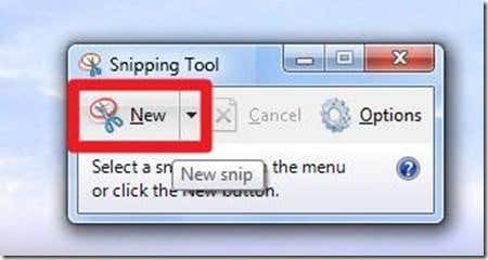 Once you clicked the New snip button, the Snipping tool's window will go away so you can be free to mark the screen with the rectangular cursor.