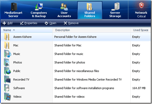mediasmart shared folders