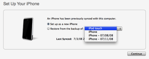 restore backup iphone