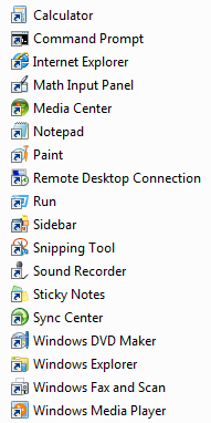 windows program shortcuts