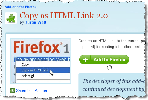 as an HTML Link in Firefox