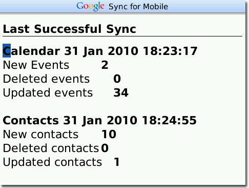 Log of changes after sync completed.