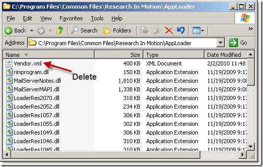 Delete Vendor.xml. 