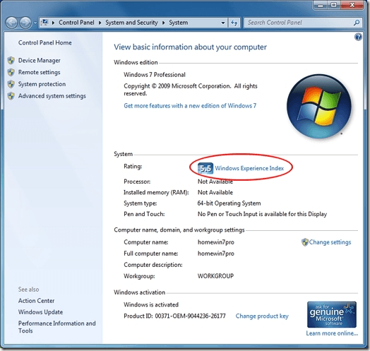 System Information Window