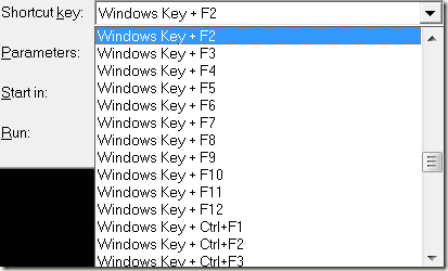 shortcut key selection - winkey