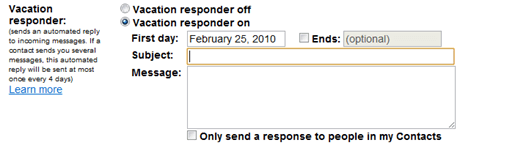 vacation responder settings