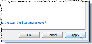 Applying changes on the Properties dialog box