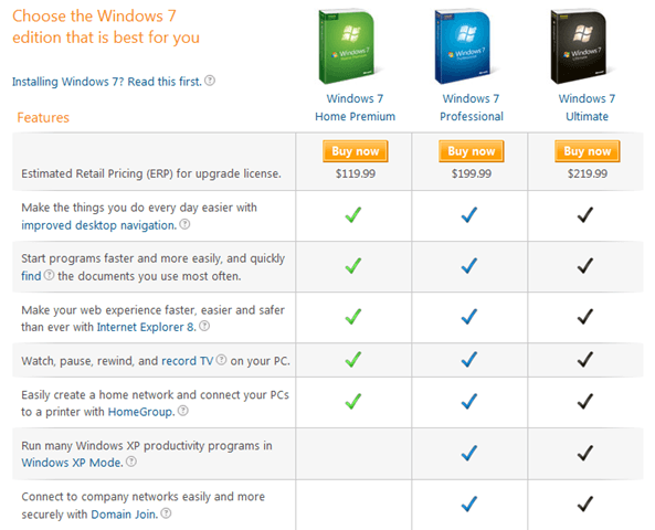 Windows 7 Vs Vista Feature Comparison