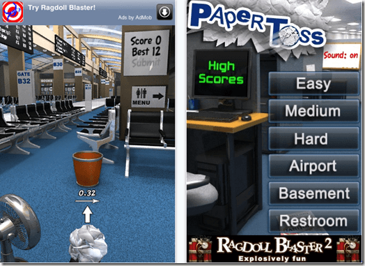 paper toss app