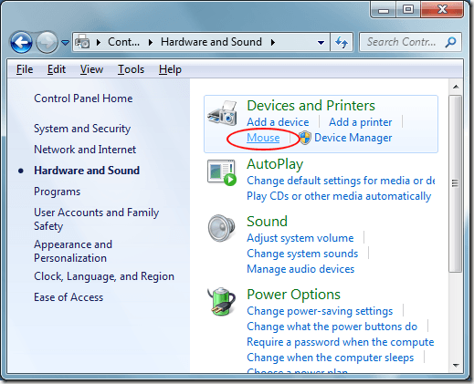 Windows 7 Mouse Settings
