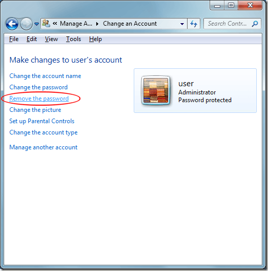 Windows 7 Remove the Password