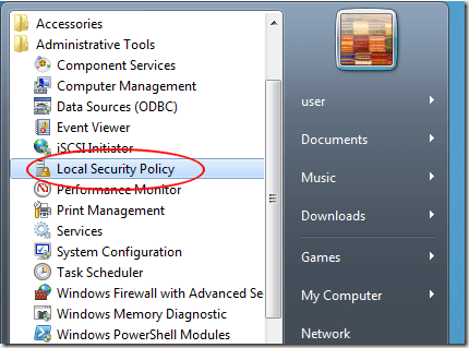 Click on Local Security Policy