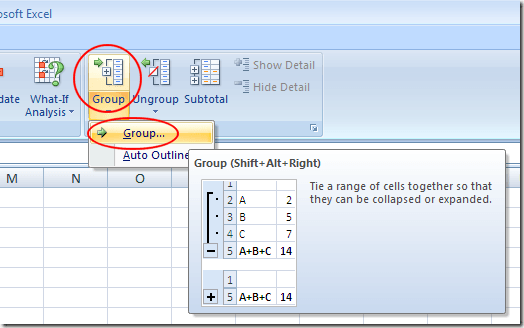 Group Rows And Columns In An Excel Worksheet