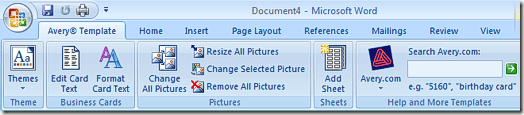 the Avery Templates tab