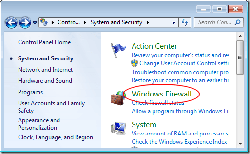 Open Windows Firewall Settings