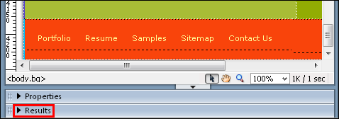 results bottom panel