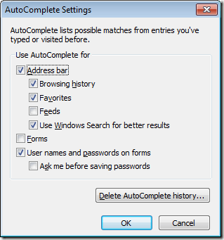 Edit Internet Explorer AutoComplete Options