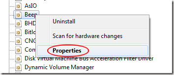 Windows 7 Beep Properties