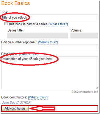 Title and Description of your eBook