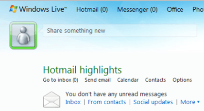 Hotmail Screen