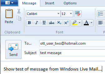 Send email from Windows Live