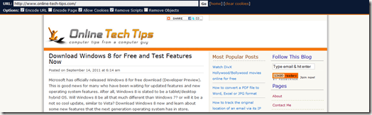 Tek Tips online dengan Freewebproxy