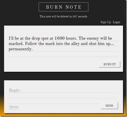 burn note opened