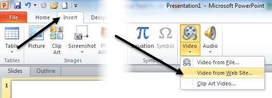 how to add video to powerpoint 2010 from youtube