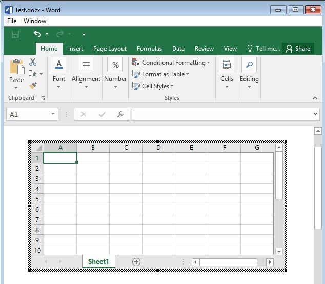 Insert An Excel Worksheet Into A Word Doc