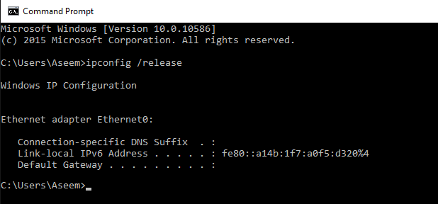 ipv4 not connected windows 10