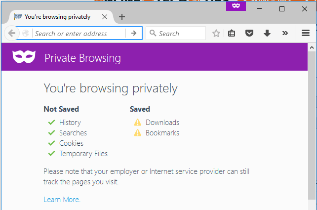 how to turn off private browsing on firefox