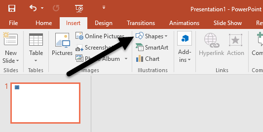 powerpoint insert shapes