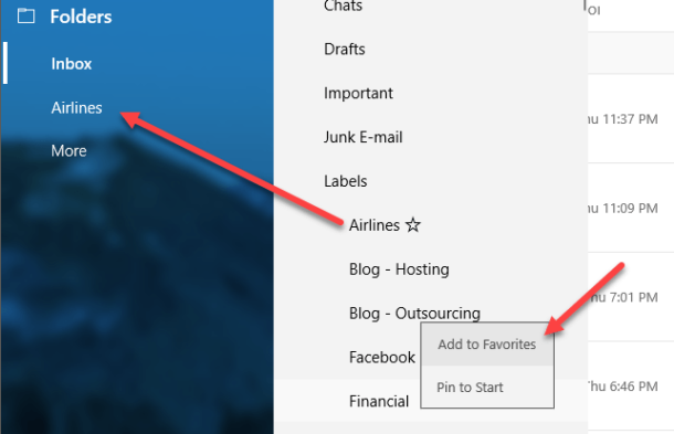 focused inbox gmail windows 10 mail app