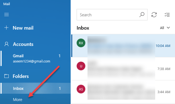unified inbox windows 10 mail app