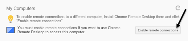 chrome remote desktop enable remote connections