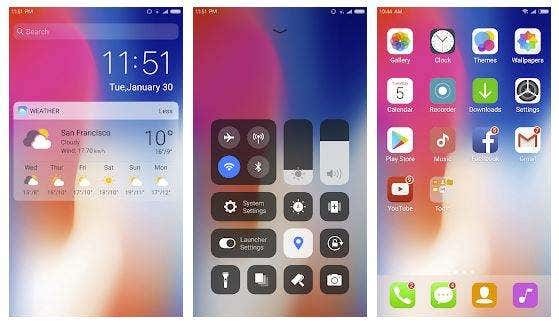 X Launcher Pro:
PhoneX Theme, OS11 Control Center image