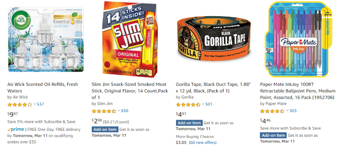 Search for Only Add On Items on Amazon - 89