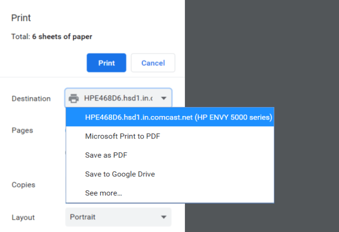 print to google cloud printer from romote laptop