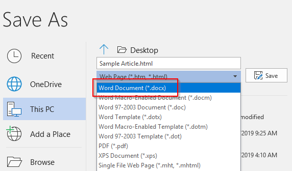 word documents open as html