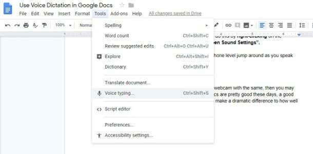 How To Use Voice Dictation In Google Docs