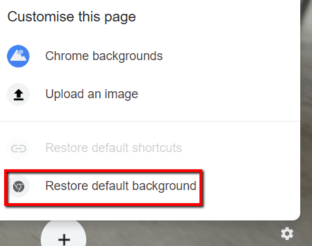 Using Your Own Background Image image 4 - Restore to Default