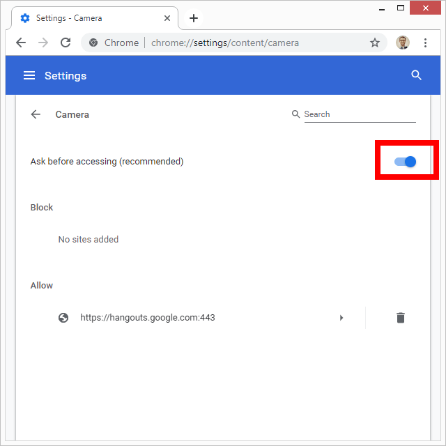 Chrome image 4 - chrome-camera-ask-before-accessing