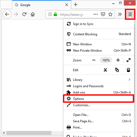 Firefox image - firefox-menu-options