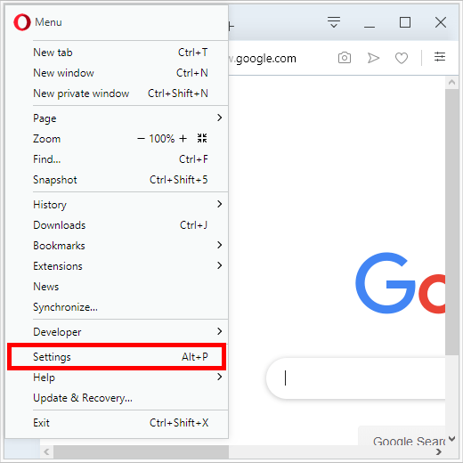 Opera image - opera-settings-menu