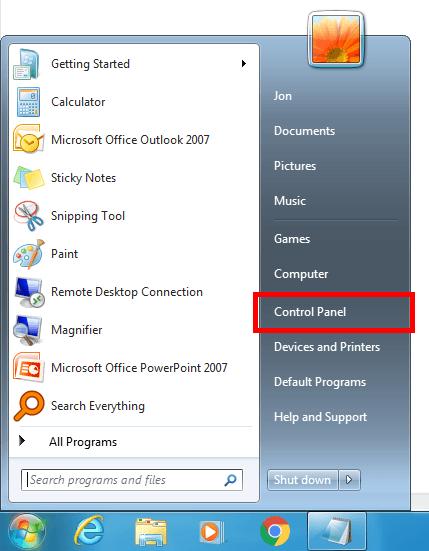 Internet Explorer image - windows-7-control-panel