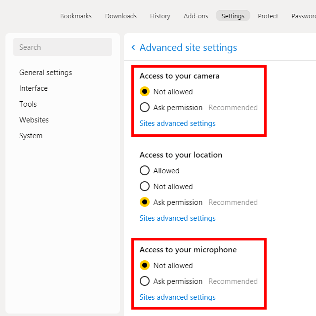Yandex Browser image 3 - yandex-mic-camera-not-allowed