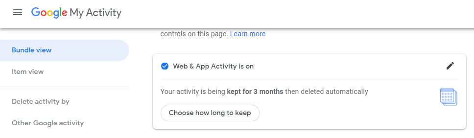How To Delete Your Google Account Data image 7 - choose-how-long-keep
