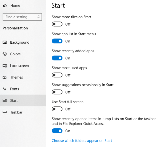 How to Show or Hide Folders and Apps in the Start Menu on Windows 10