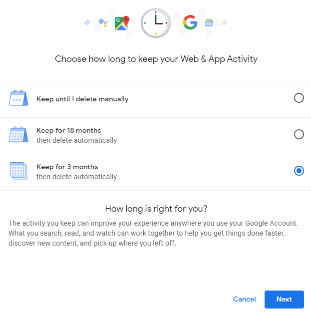 How To Delete Your Google Account Data image 8 - web-activity-auto-delete-google